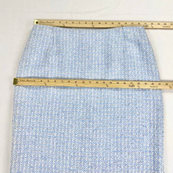 Escada Women's Tweed Wool Blend Pencil Skirt 44 14 XL Periwinkle Blue - Picture 11 of 12